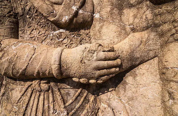 King Mithridates shaking hands with god Herakles, Adiyaman, Turkey