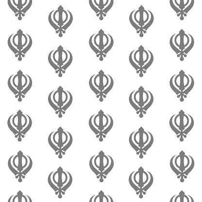 Seamless pattern of sikh religious symbol in grey color.