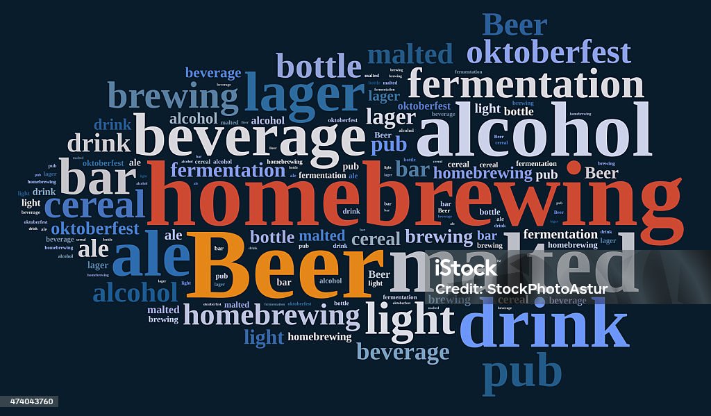 Homebrewing beer. Illustration with word cloud on homebrewing beer 2015 Stock Photo