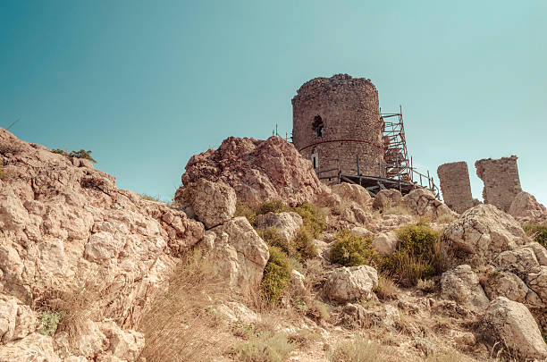 Ruins fortress Cembalo stock photo