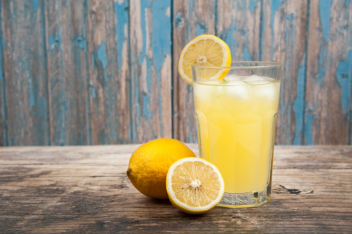 Fresh lemonade in the glass