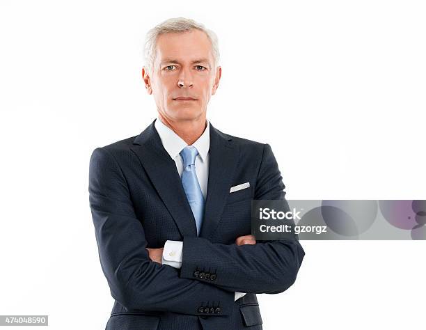 A Serious Looking Senior Businessman Stock Photo - Download Image Now - Suit, White Background, Businessman