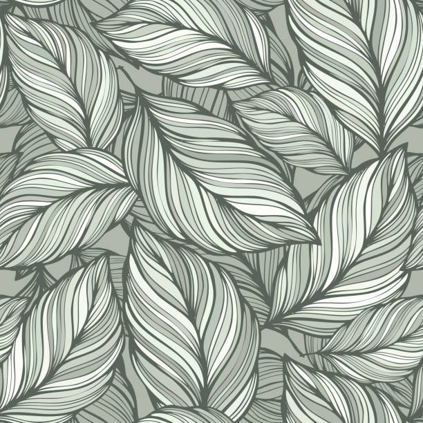 illustrations, cliparts, dessins animés et icônes de feuilles vertes fond sans couture - floral pattern seamless abstract elegance