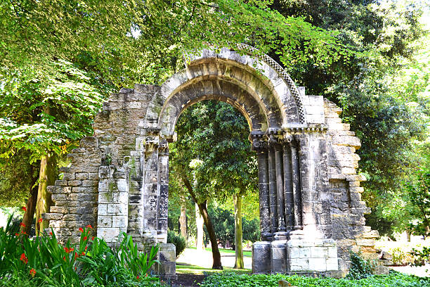 View of an ancient arch in a park at Oviedo, Asturias - Spain