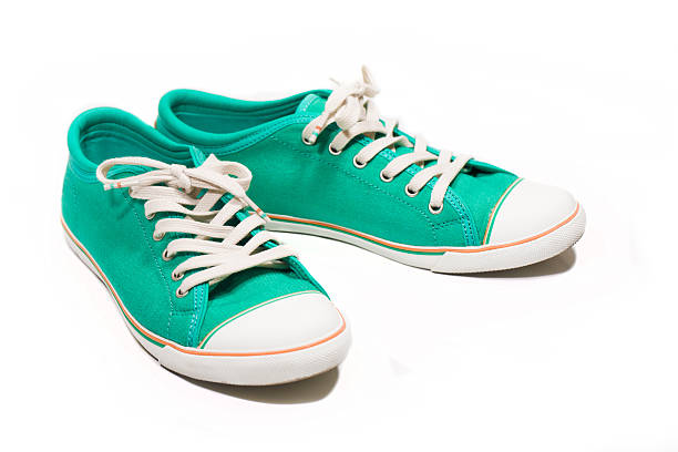 istock Pair of new green sneakers 474055601