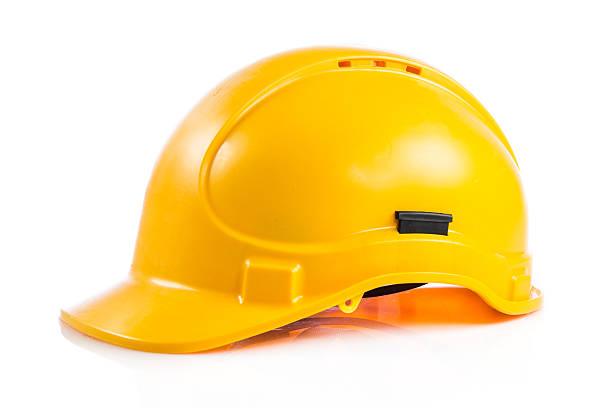 istock Yellow safety helmet on white background. 474056433