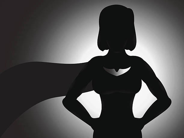 Superhero Girl Silhouette vector art illustration