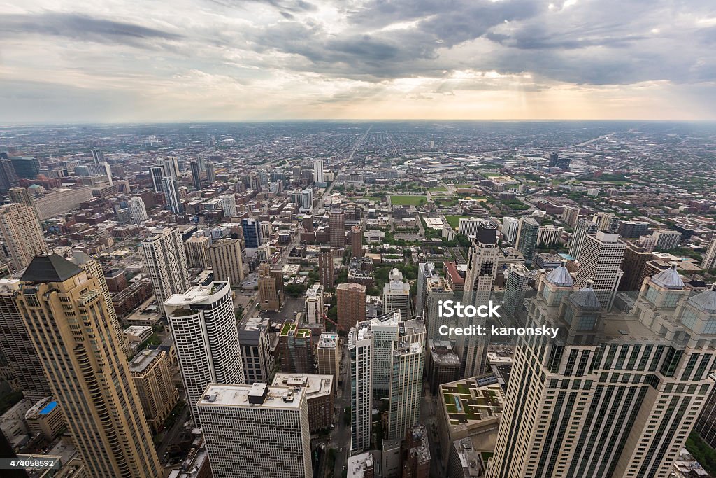 Aerial view of Chicago skyline, IL Aerial view of Chicago skyline, IL. Chicago - Illinois Stock Photo