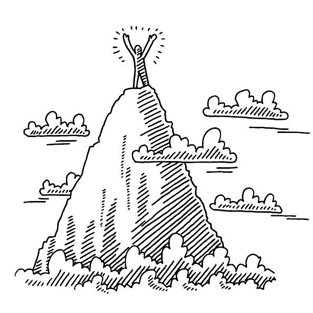 570+ Drawing Of Man Climbing A Mountain Stock Illustrations