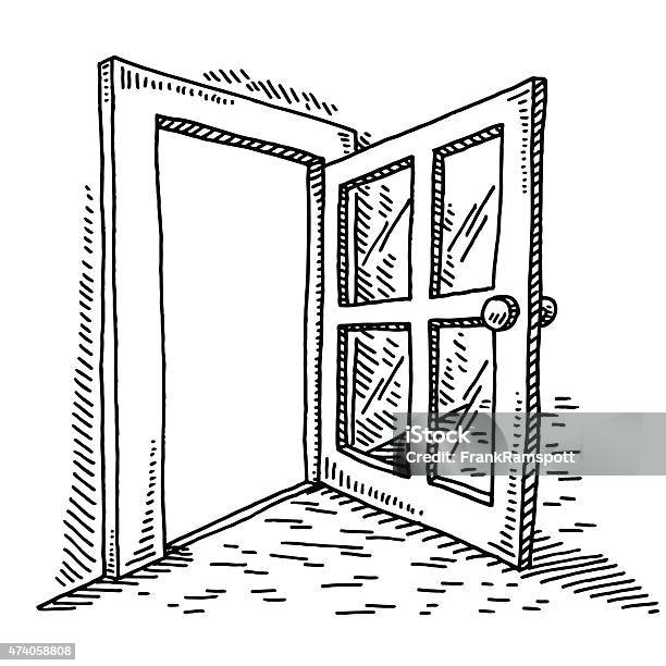 Open Door Drawing Stock Illustration - Download Image Now - Door, Open, Drawing - Art Product