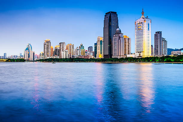 xiamen, china cityscape - fujian province fotografías e imágenes de stock