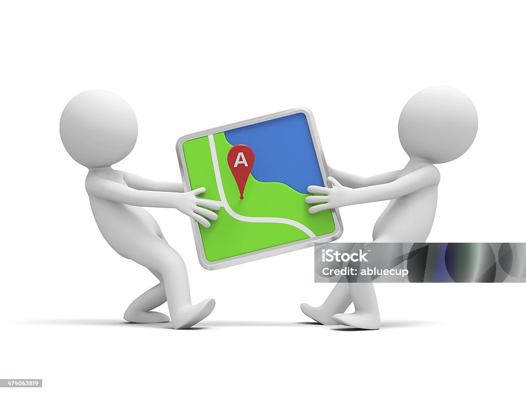 navigator Two white 3d persons snatching a navigator Adult Stock Photo