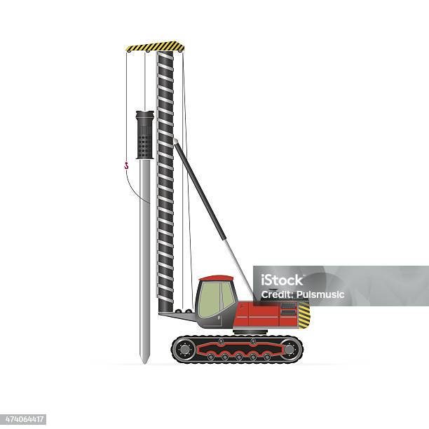 Pile Driver Stock Illustration - Download Image Now - Pile Driver, Backhoe, Machinery