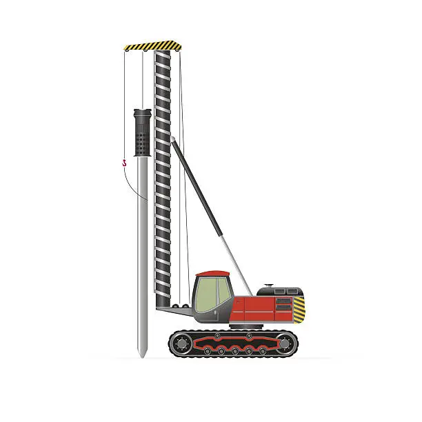 Vector illustration of Pile driver