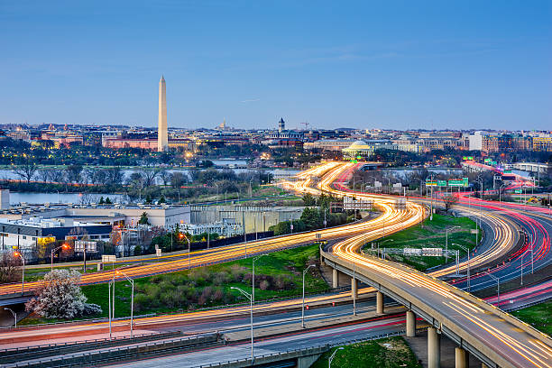 washington dc vista sullo skyline - washington street foto e immagini stock