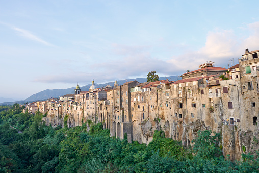 The ancient town of Sant'Agata dei Goti at sunset. Province of Benevento. campania. Italy.