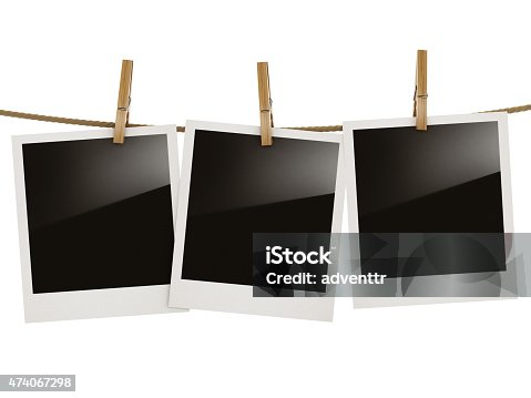 istock Blank photo frames with reflection isolated on white 474067298