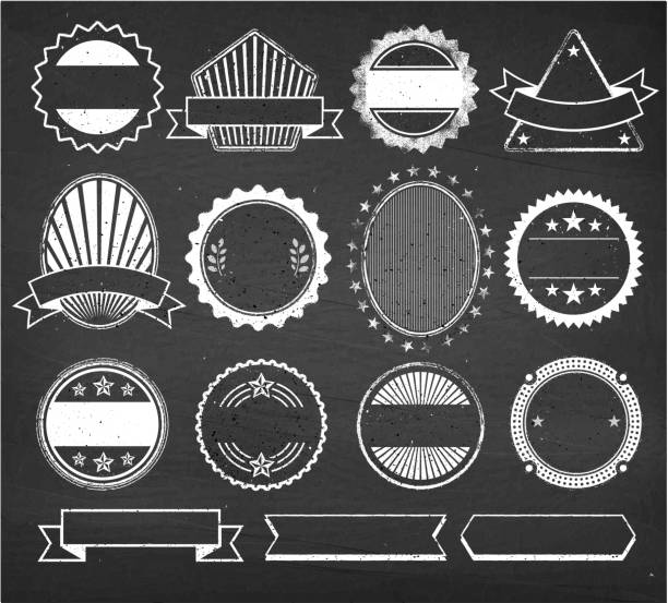 Blank custom vintage badge royalty free vector set. This royalty free vector illustration contains several unique design elements. The set includes badges, crests and insignia graphics. Additional design elements include stars  and laurel. The is plenty of space for copy and the file can be asily customized for all your needs.