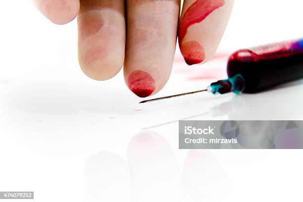 Syringe In Laboratory Environment Stock Photo - Download Image Now - 2015, Addiction, Biotechnology