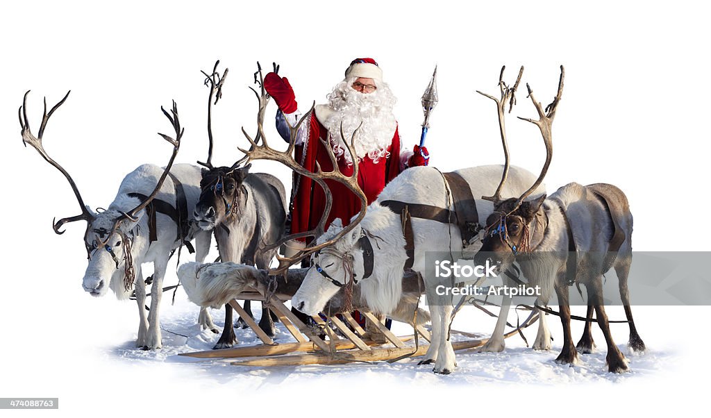 Père Noël et son deer - Photo de Père Noël libre de droits