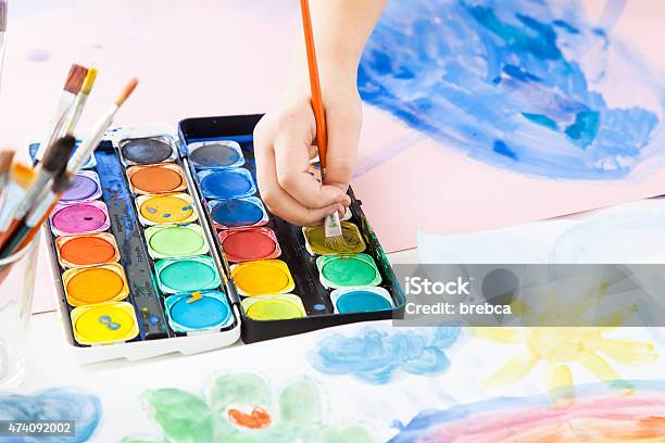 Detail Of Hand Painting Stock Photo - Download Image Now - Art, Child, 2015