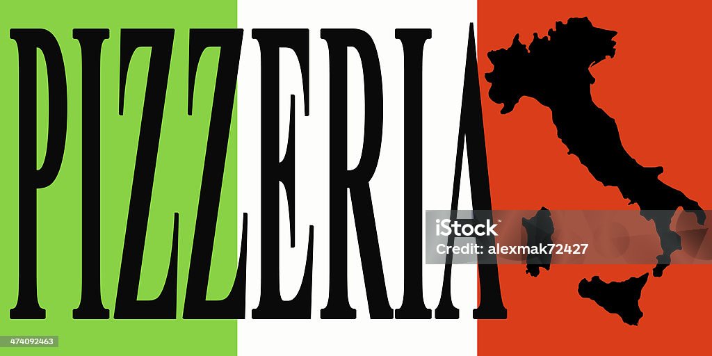banner with word pizzeria on the Italian flag banner with word pizzeria on the background of national Italian flag Crockery Stock Photo
