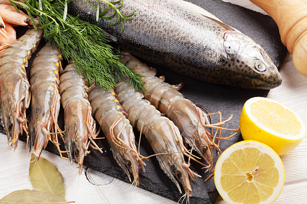 istock Fresh raw sea food with spices 474093722