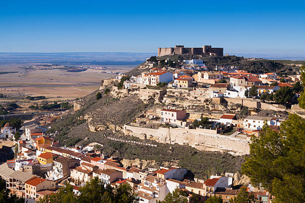 Chinchilla de Monte-Aragon with medieval castle at hill.  Albacete, Spain
