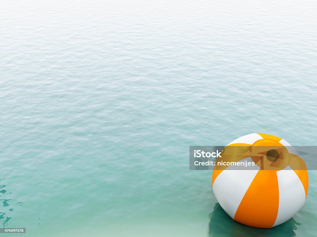 3d blue water with beach ball. 3d blue water with beach ball. summer holidays concept 2015 Stock Photo