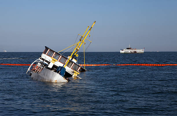 Sinking ship stock photo