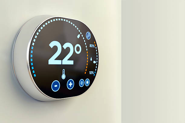 istock Smart building automation: indoor Celsius temperature thermostat 474100022