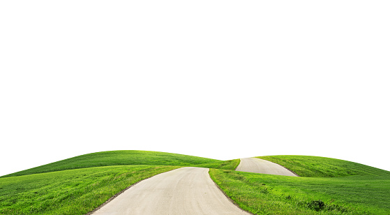 Landscape with road on isolated white background