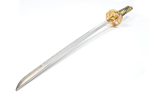 istock Japanese samurai katana sword isolated on white 474101262