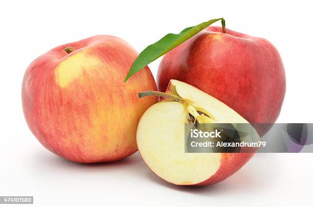 Red Ripe Apples Jonagold Isolated On White Background Stock Photo - Download Image Now