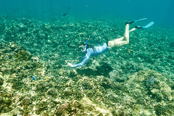 istock Woman with mask snorkeling 474102246