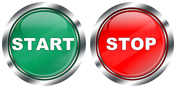 start and stop button with metallic border, illustration, white background green start and red stop button with metallic effect border and reflections, illustatration, white background, metallic red chrome pattern stock pictures, royalty-free photos & images