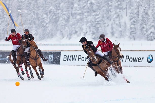 neve polo pônei vire - championship polo snow st moritz - fotografias e filmes do acervo