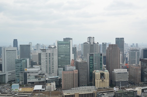 skyline of Osaka, Japan - a typical big city in Japan - view from Umeda Sky Building