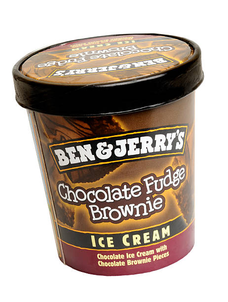 Tub of Ben & Jerrys Chocolate Fudge Brownie Ice Cream London, England - August 11, 2009: Tub of Ben & Jerrys Chocolate Fudge Brownie Ice Cream, Ben & Jerry's started as a dairy company in Burlington, Vermont, America in 1978 ben and jerrys stock pictures, royalty-free photos & images