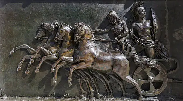 Photo of Panel on the front of the Achillion Palace on the island of Corfu, Greece