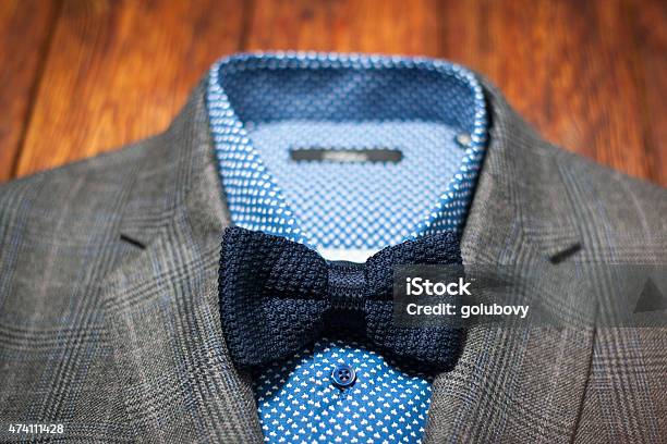 Mens Suit With A Stylish Modern Bow Tie Stock Photo - Download Image Now - Suit, Tuxedo, Bow Tie