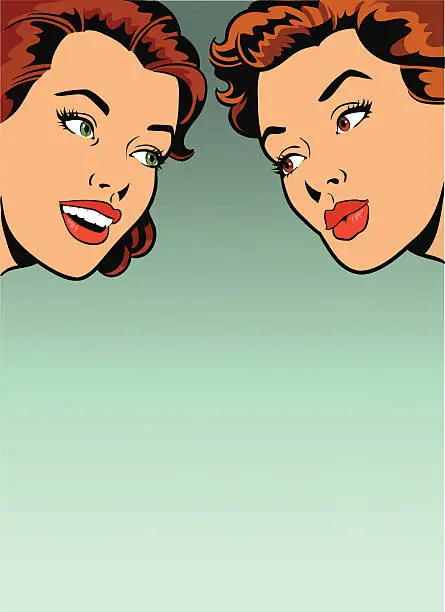 Vector illustration of Two Women Talking With Copy Space