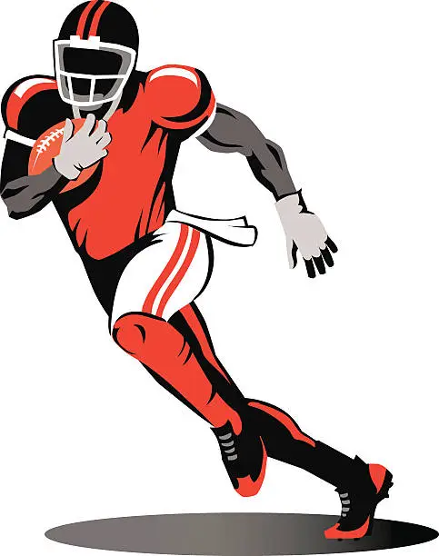 Vector illustration of American Football Player Running For Touchdown - Gridiron