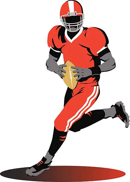 Vector illustration of American Football- Quarterback Running With Ball