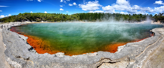 Thermal lake Champagne Pool at Wai-O-Tapu, New Zealand - HDR panorama