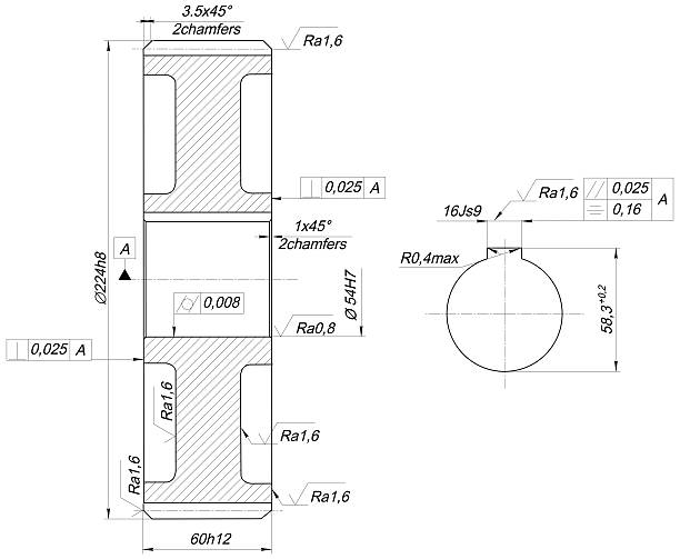 istock Expanded wheel sketch with chamfers and hatching 474117096