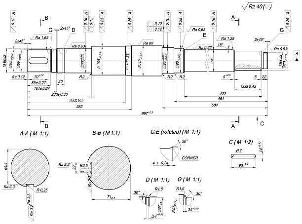 istock Expanded shaft sketch with rotated bar graph 474117450