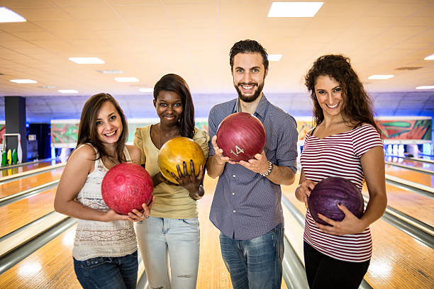 istock Group of friends at the bowling 474118070