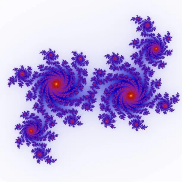 Photo of Popular fractal ornaments in white background.