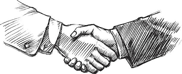 Handshake Sketch vector art illustration
